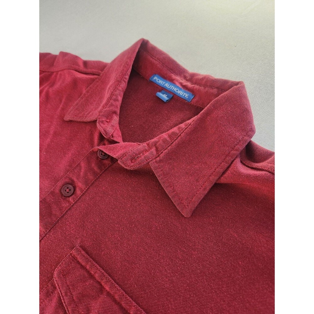 Port Authority Mens Red Solid Short Sleeve Polo  M Regular Pockets K557 #036
